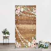 Lofaris Floral Wooden Lights Spring Wedding Rectangle Backdrop